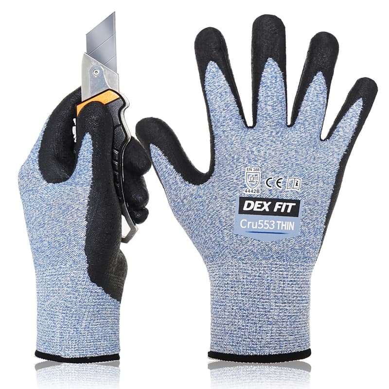 Dünne Schnittschutzhandschuhe für präzise Arbeiten, Touchscreen-kompatibel, Blau, XL
