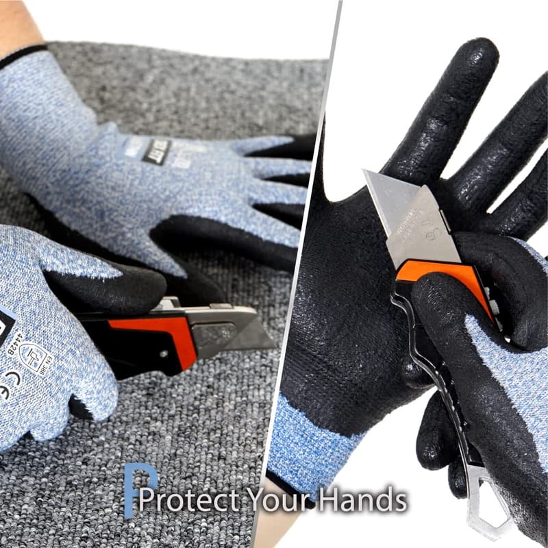 Dünne Schnittschutzhandschuhe für präzise Arbeiten, Touchscreen-kompatibel, Blau, XL