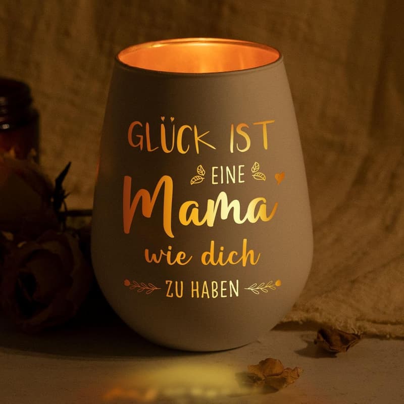 Muttertagsgeschenk: Personalisierbares Windlicht für Mama