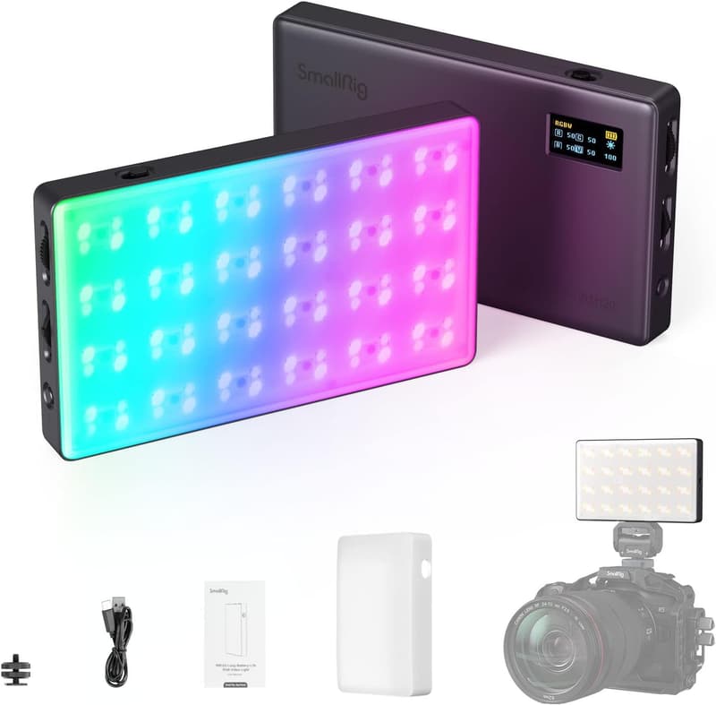 RGB Videoleuchte für Kameras mit 5000mAh und 12 Effekten