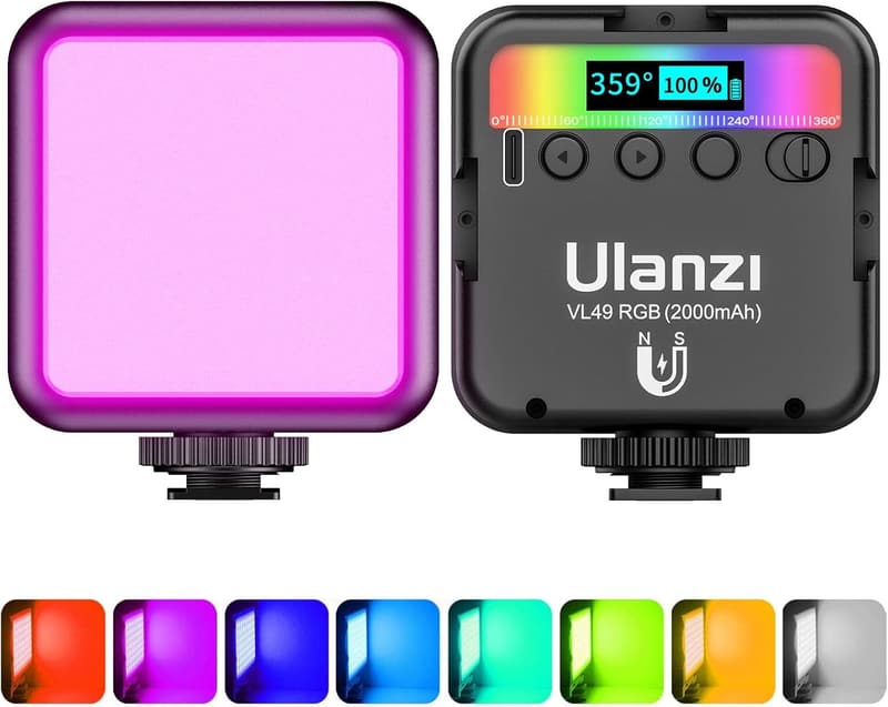 ULANZI VL49 RGB LED Videoleuchte für Produktfotografie und Vlogs