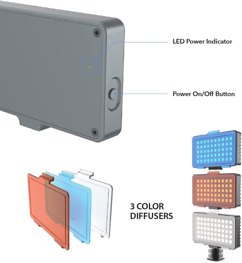 DigiPower LED-Videolicht mit 50 LEDs und 3 Farbfiltern, inkl. Handyhalterung