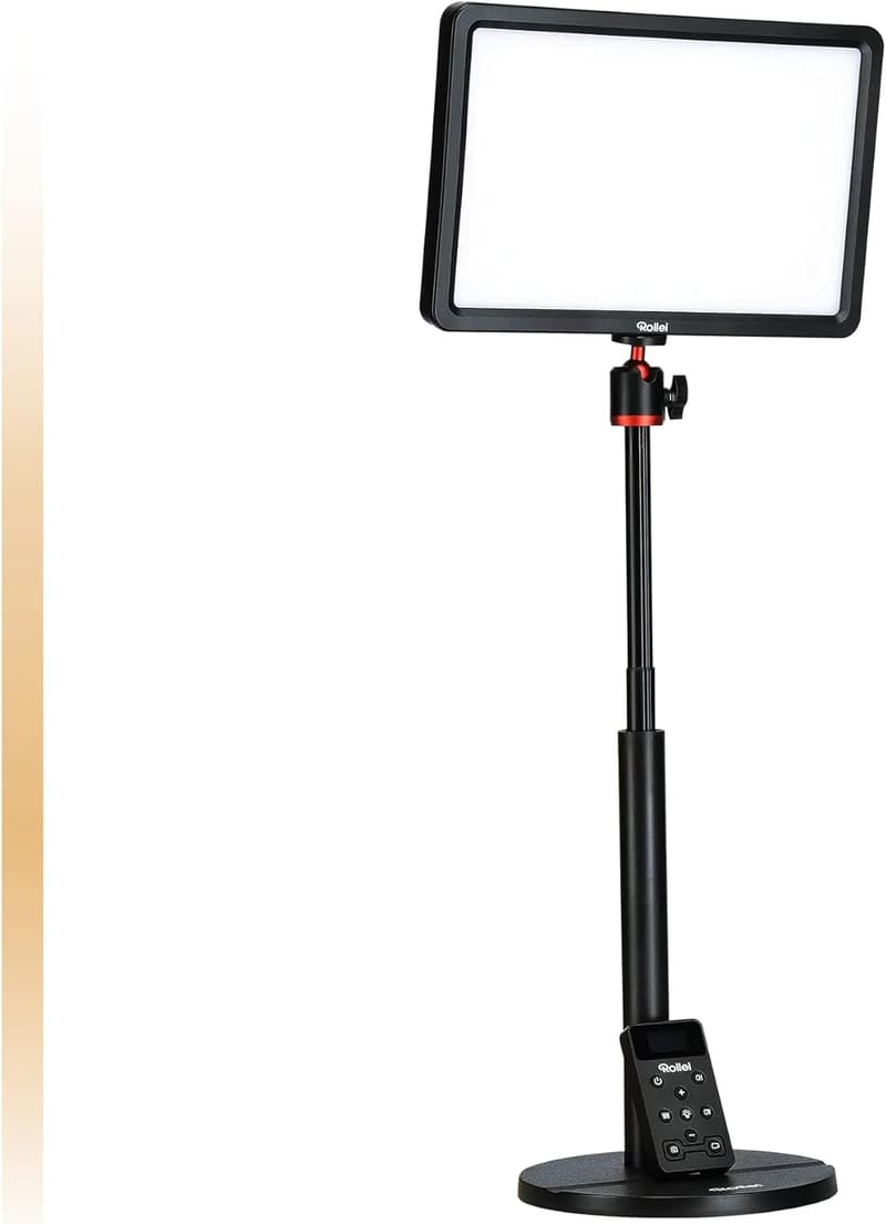 Rollei Lumis Bi-Color LED Videolicht mit Tischstativ und Fernbedienung