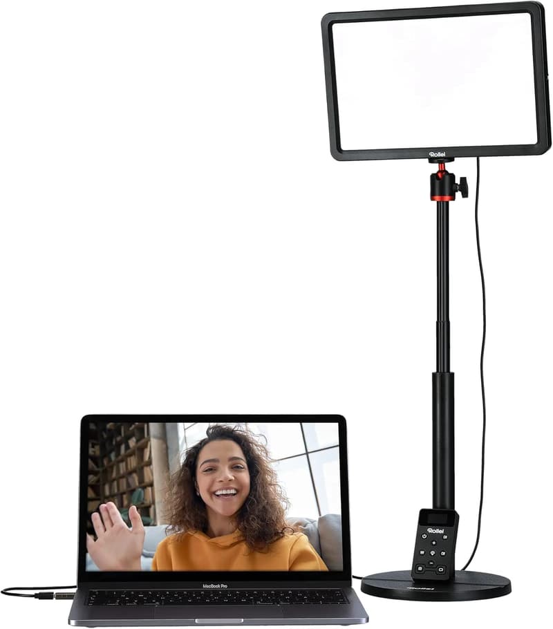 Rollei Lumis Bi-Color LED Videolicht mit Tischstativ und Fernbedienung