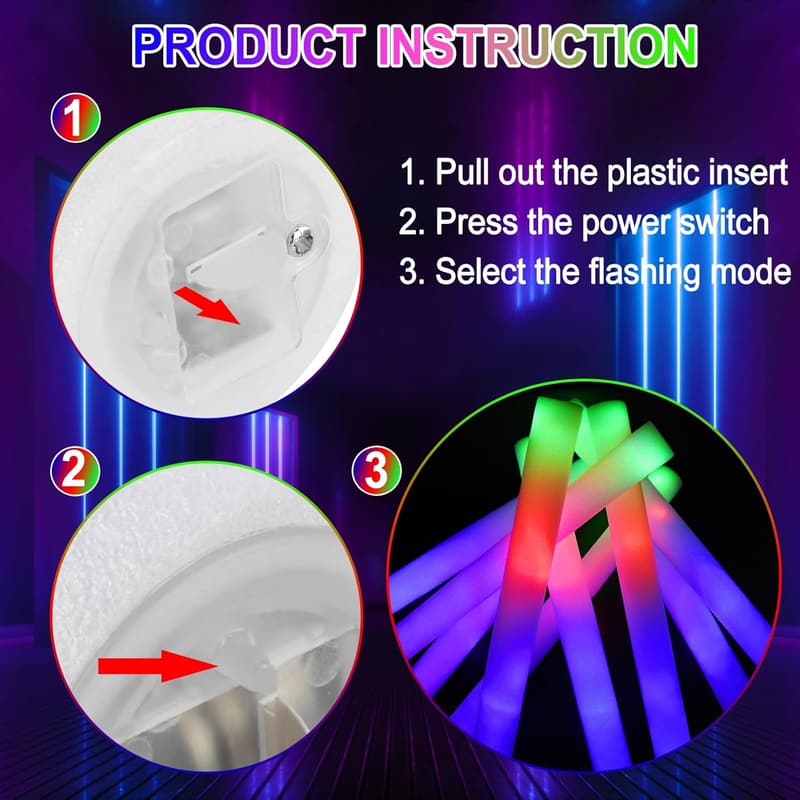 LED Leuchtstab Set mit 24 Teilen – Mehrfarbig für Hochzeiten und Partys