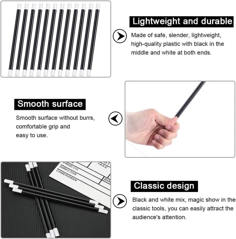 12er Set Magische Zauberstäbe für Themenpartys – Kunststoff, 24,5 cm