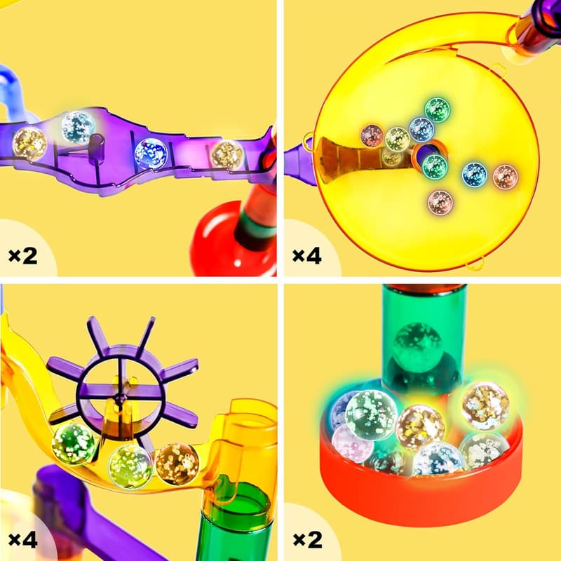 Nachleuchtende Kugelbahn Super Set - langlebiges STEM-Spielzeug für Kinder 4-12 Jahre