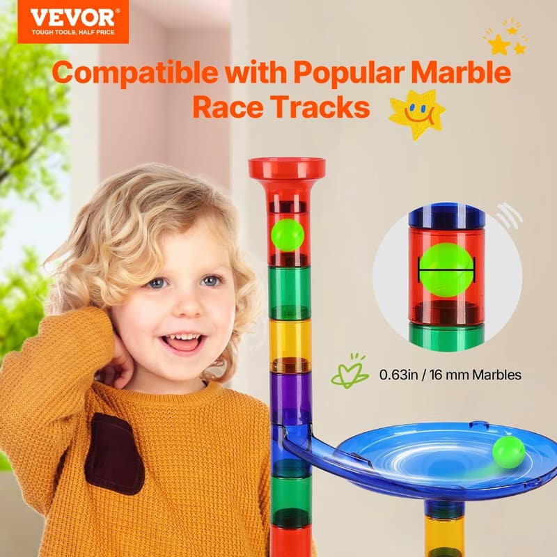 VEVOR 110-teiliges Murmelbahn-Set mit Leucht- und Glasmurmeln für Kinder ab 3 Jahren