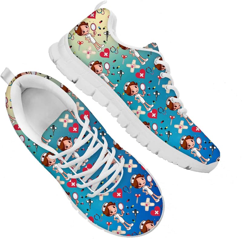 Atmungsaktive Damen Sneaker mit Cartoon-Motiv für Sport und Freizeit