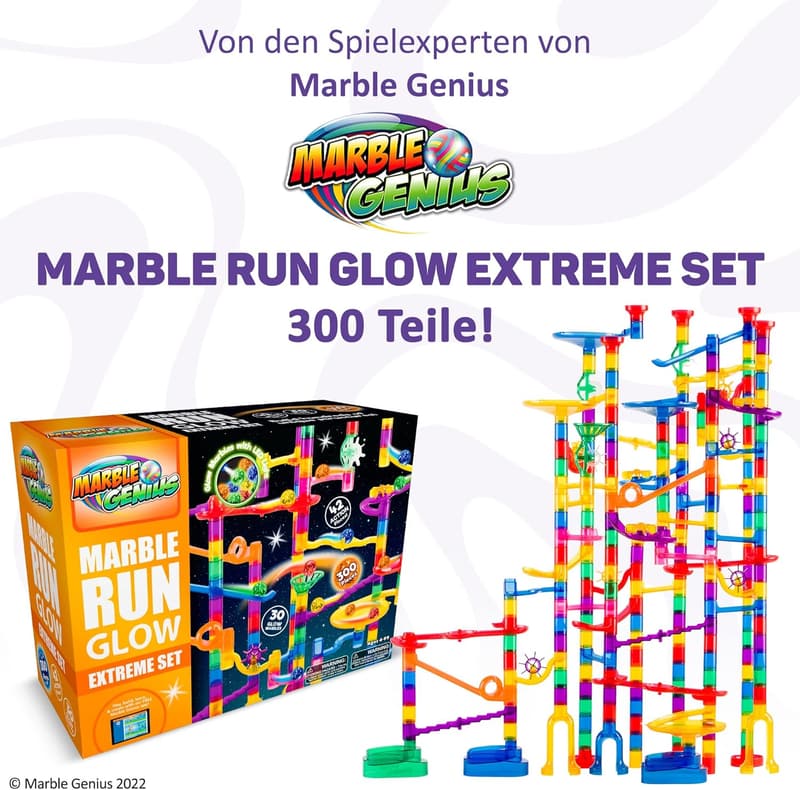 Glow-in-the-Dark Marble Run Set mit 300 Teilen – STEM-Spielzeug für Kinder