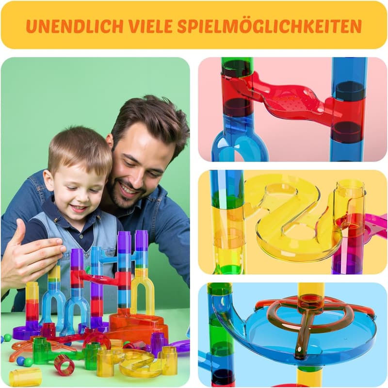 STEM Murmelbahn Set mit 109 transparenten Elementen für Kinder ab 3 Jahren