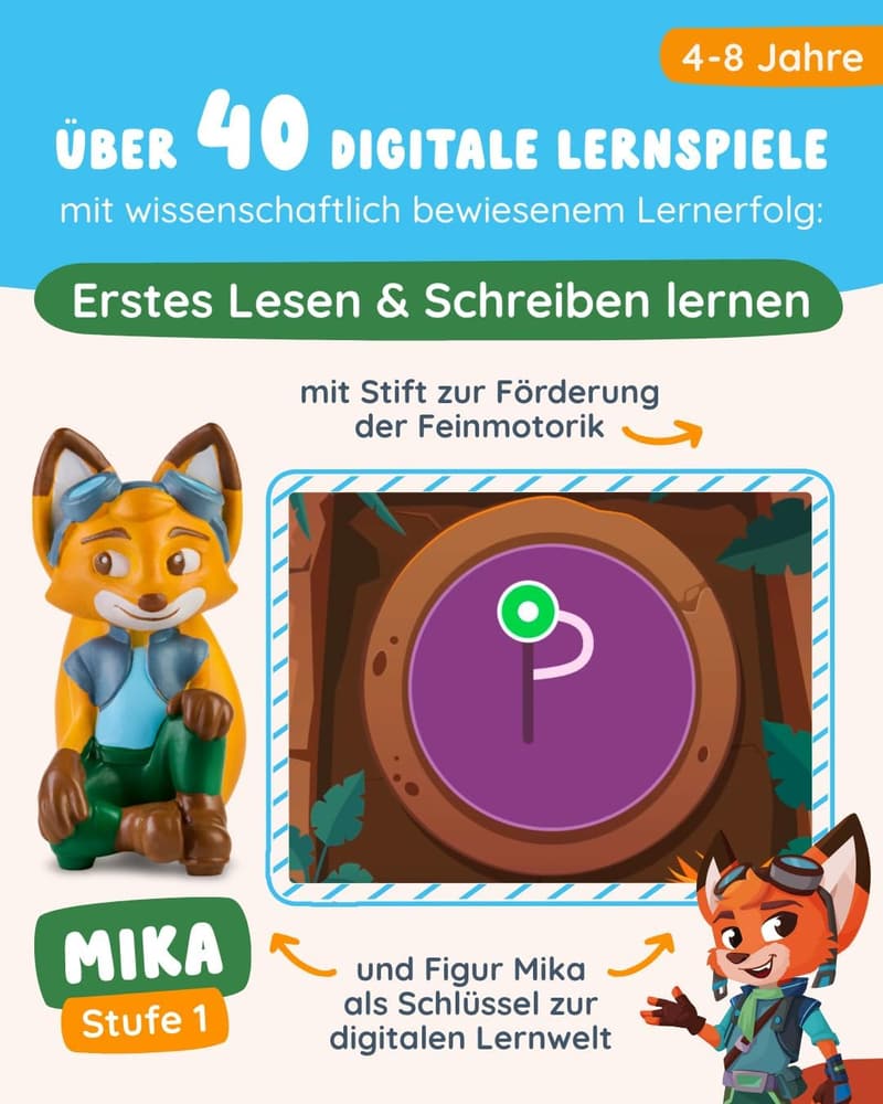 Edurino Starterset Mika für Kinder ab 4 – Innovative Lernspielzeuge für Lesen und Schreiben