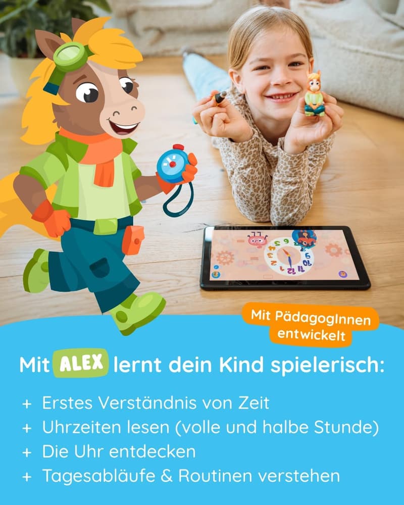 Edurino Alex Uhr für Kinder ab 4 Jahren – Digitales Lernspiel zur Zeit!