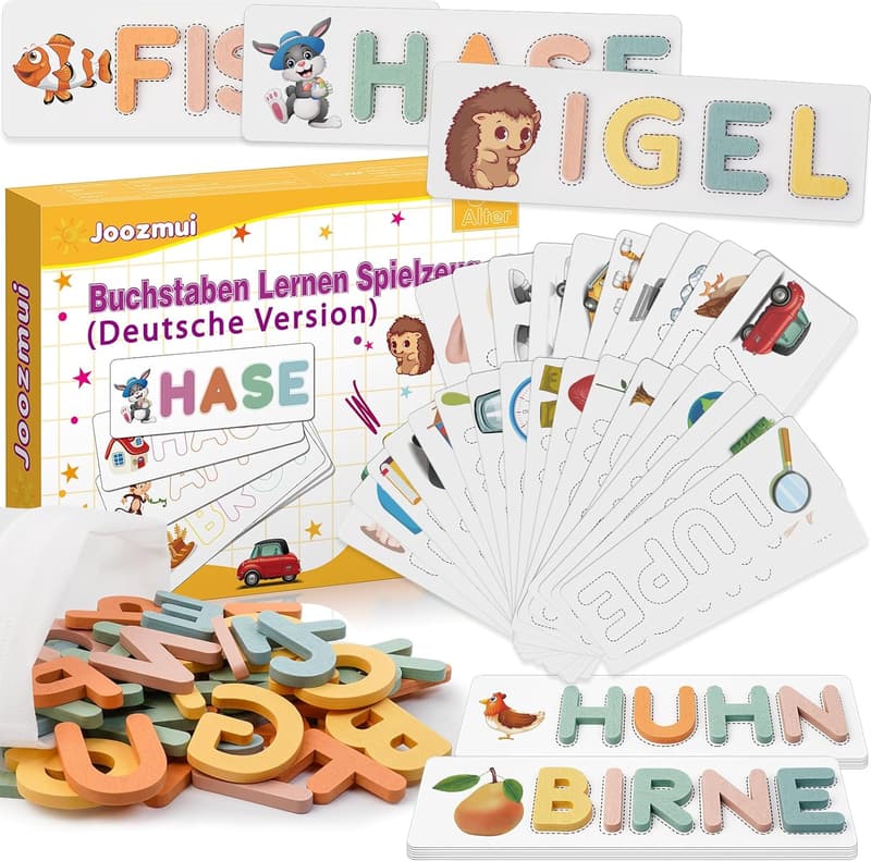Einschulung Geschenk: Holz Steckpuzzle Lernspiel für 3-8 Jahre Mädchen