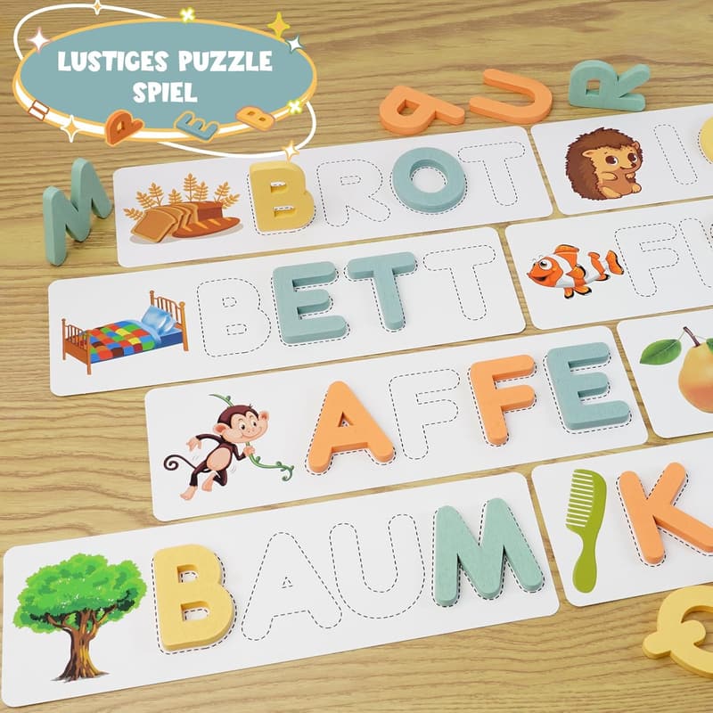 Einschulung Geschenk: Holz Steckpuzzle Lernspiel für 3-8 Jahre Mädchen