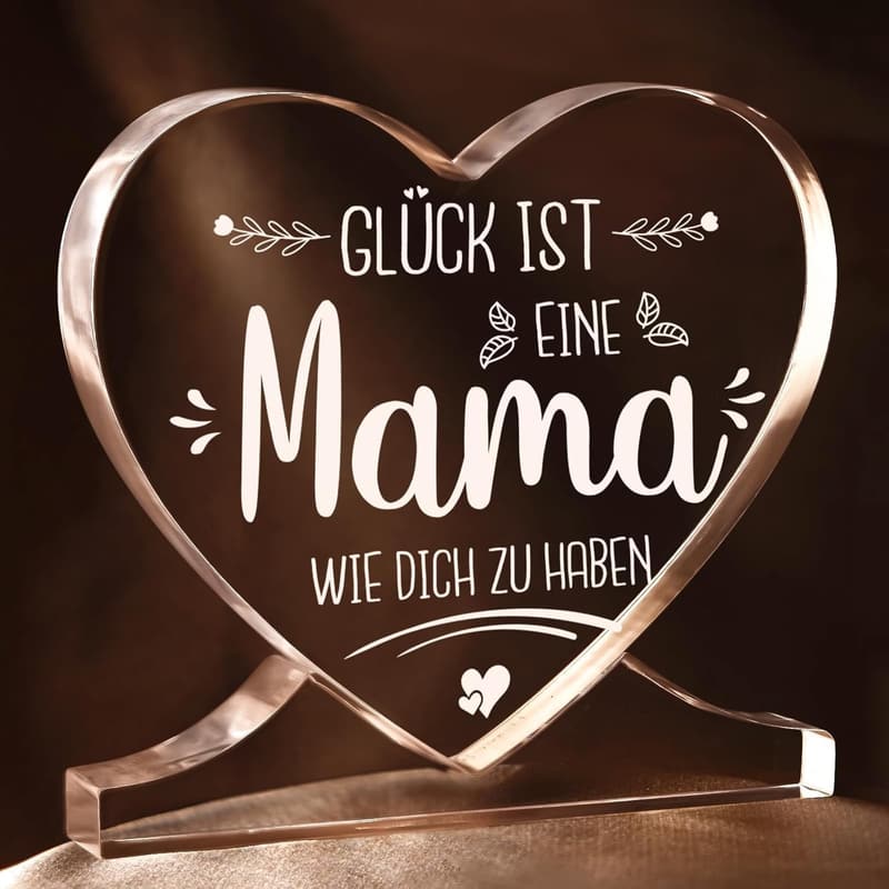 Persönliches Acrylherz mit Spruch – Geburtstagsgeschenk für Mama