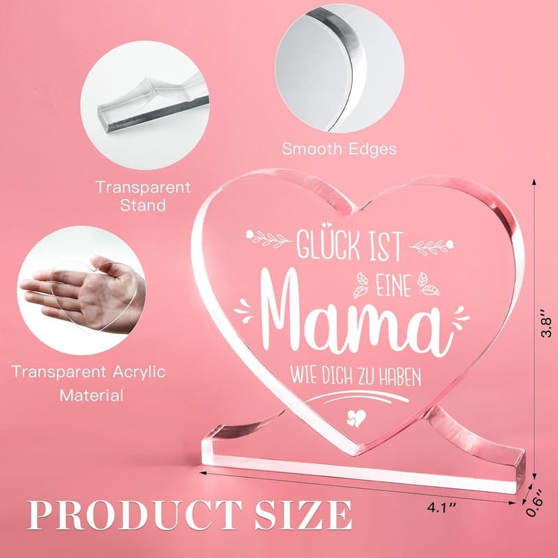 Persönliches Acrylherz mit Spruch – Geburtstagsgeschenk für Mama