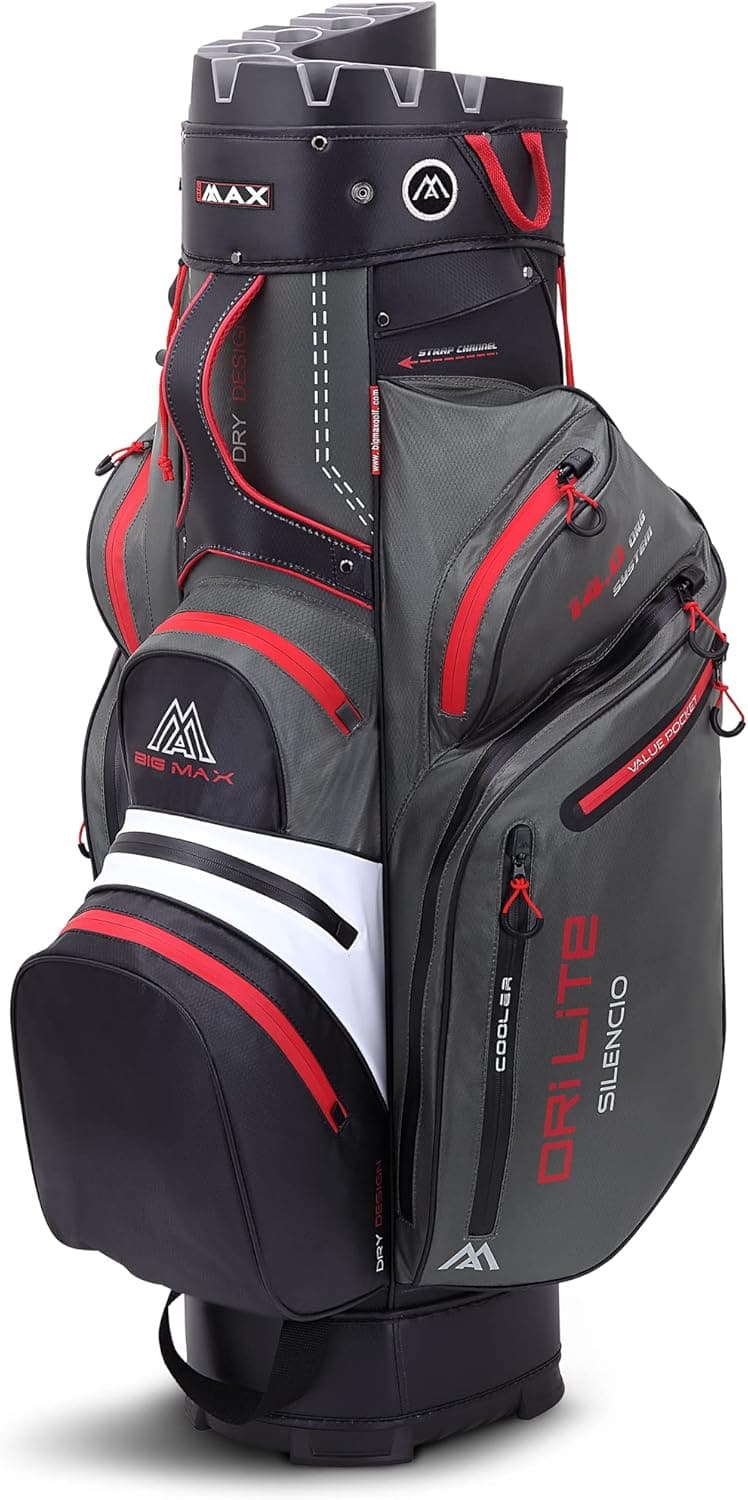 Wasserabweisende Golftasche Big Max Dri Lite Silencio 2 Charcoal Red