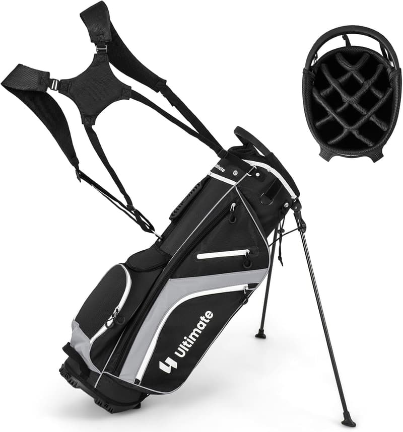 Tragbare Golf-Standtasche mit 14 Fächern und Regenhaube für Herren und Damen