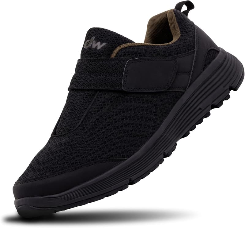 Orthopädische Diabetikerschuhe für Herren und Damen, extratief, Klettverschluss, Schwarzbraun