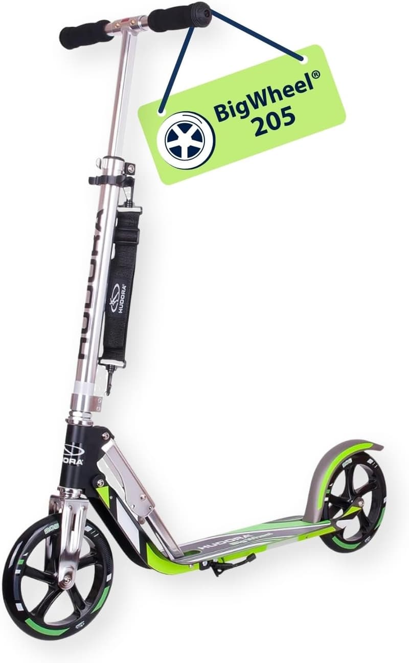 HUDORA BigWheel 205 Scooter - Höhenverstellbarer Aluminium-Roller für Kinder und Erwachsene bis 100kg