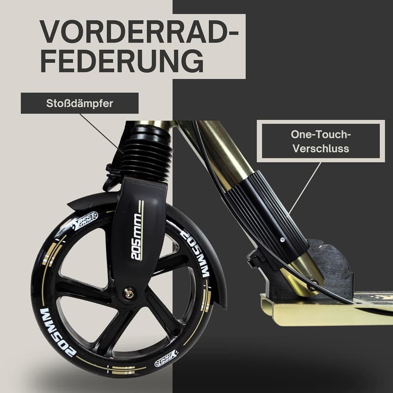 Klappbarer Cityroller 205 mm Olivgrün Metallic für Kinder & Erwachsene