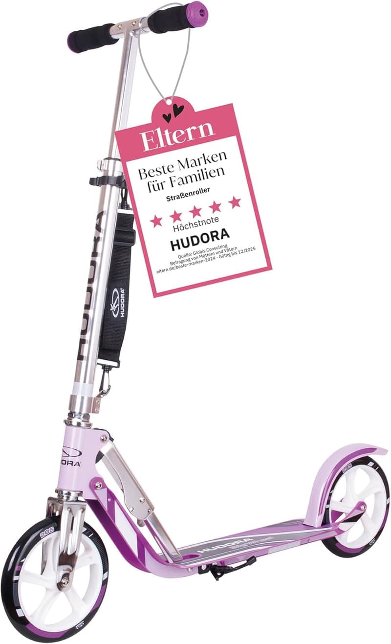 HUDORA BigWheel Scooter 205 - Höhenverstellbarer und zusammenklappbarer Roller für Kinder und Erwachsene bis 100kg