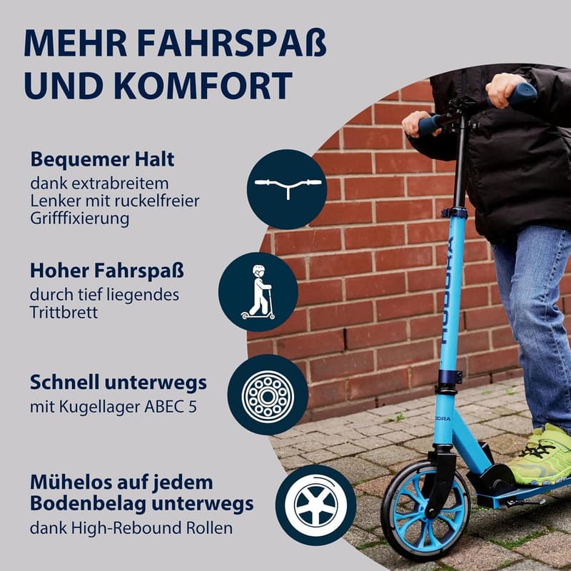 HUDORA Scooter Up 200 – Höhenverstellbarer Aluminium-Roller für bis zu 100 kg