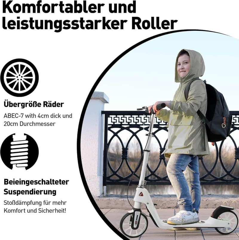 Y-RAIN Roller Scooter für Kinder ab 5 Jahren mit Stoßdämpfungssystem