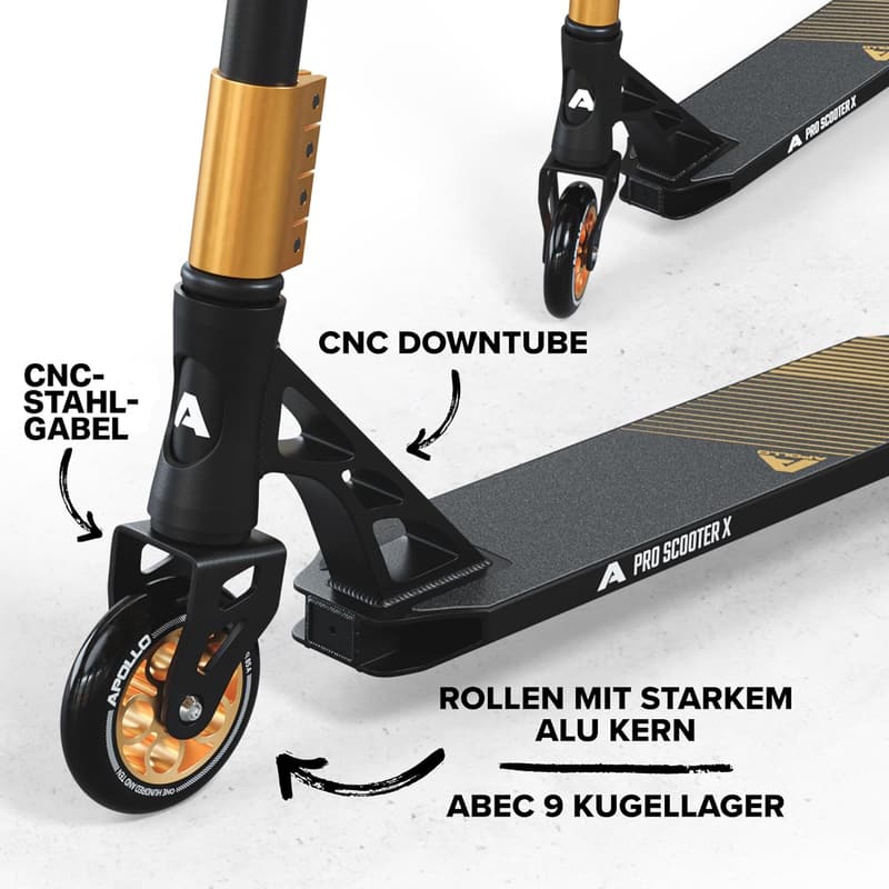 Apollo Stunt Scooter Genesis Pro X mit ABEC 9 Lagern und Alu Kern