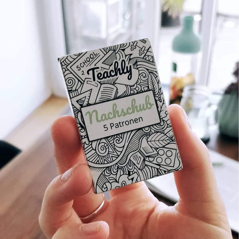 Nachfüllbarer Tintenroller für Lehrer - Teachly Superteacher Mint, 7 Patronen