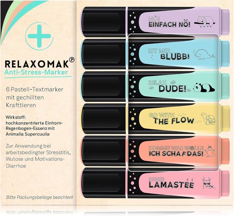 Pastellfarbene Textmarker im Geschenkset – Stressabbau für Büro und Schule