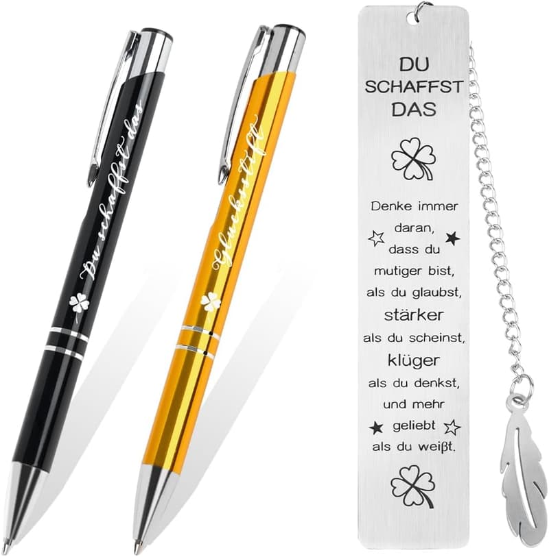 Mutmacher Geschenk Set mit graviertem Kugelschreiber für positive Energie