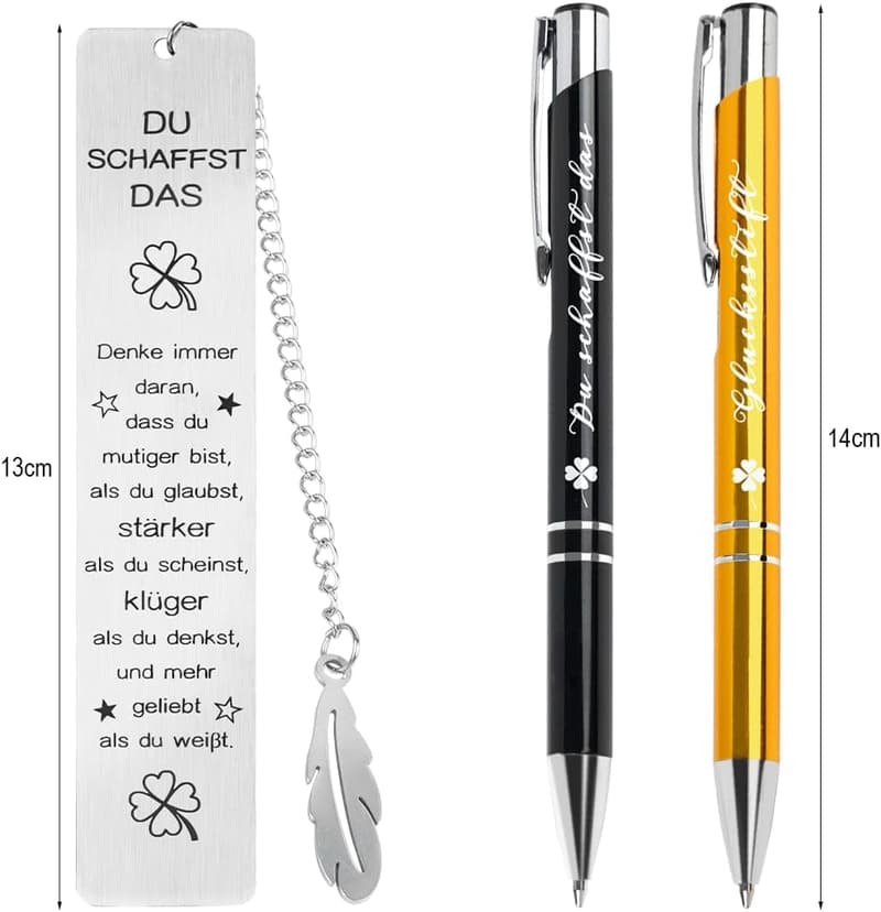 Mutmacher Geschenk Set mit graviertem Kugelschreiber für positive Energie