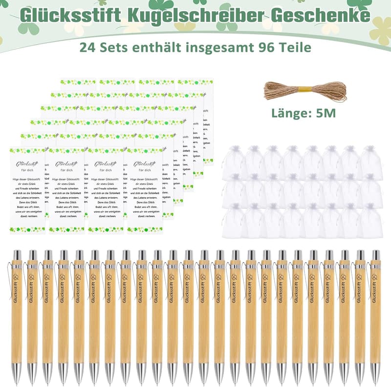 Dankeschön Geschenke: 24 Sets Glücksstift Kugelschreiber für Kollegen