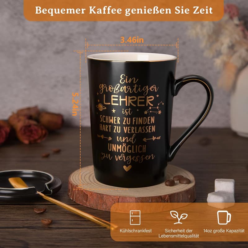 Abschiedsgeschenk Lehrerin - Große Porzellan-Kaffeetasse 400 ml