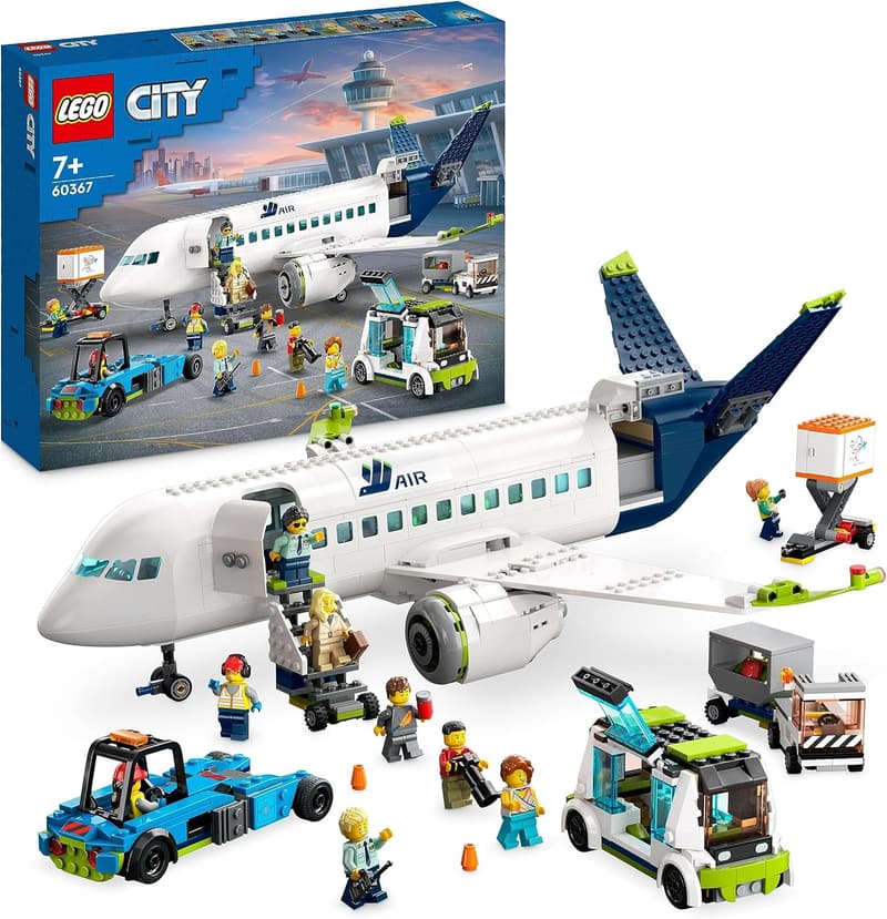 LEGO 60367 City Passagierflugzeug-Set mit 9 Minifiguren und Flughafenfahrzeugen