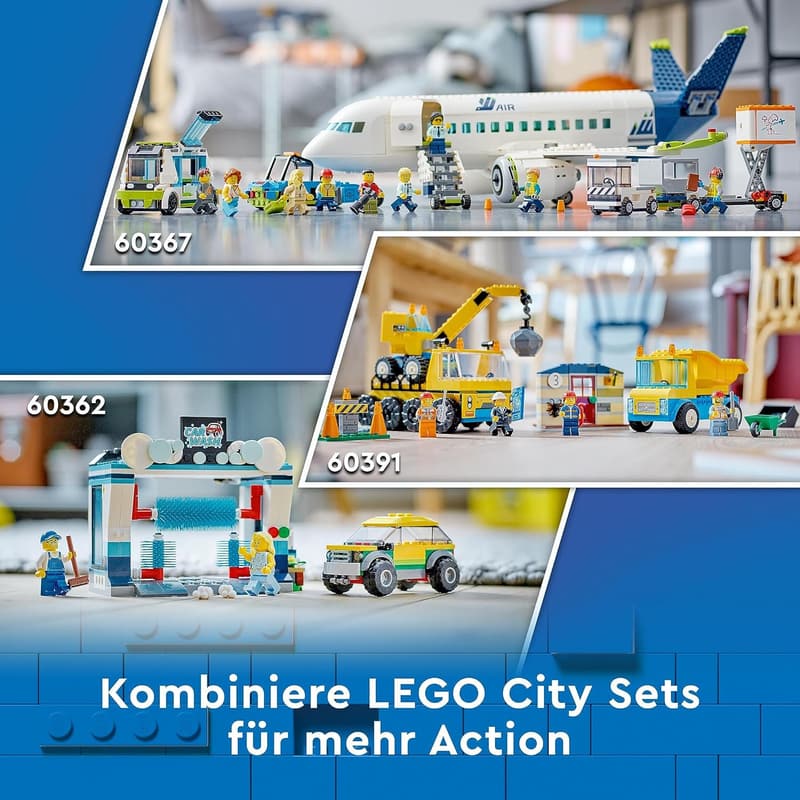 LEGO 60367 City Passagierflugzeug-Set mit 9 Minifiguren und Flughafenfahrzeugen