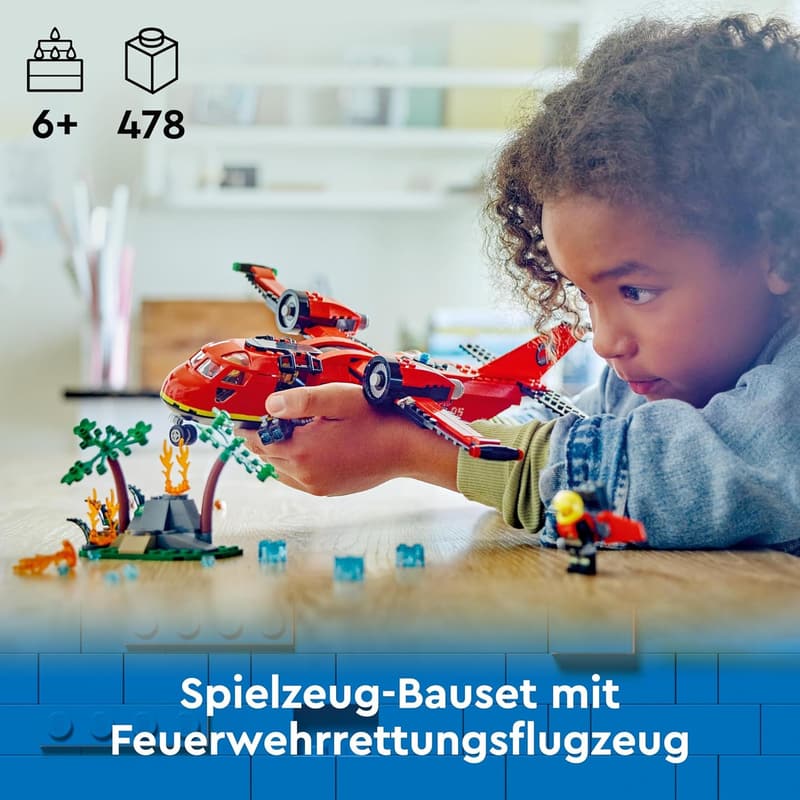 LEGO City Löschflugzeug-Set mit 3 Feuerwehrfiguren für Kinder ab 6 Έτη