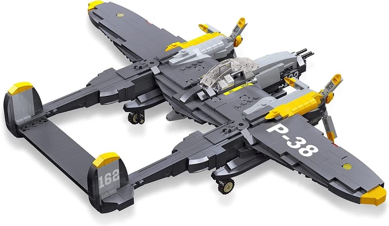 P-38 Lightning Flugzeugbaustein-Set - 937 Teile für Kinder und Erwachsene