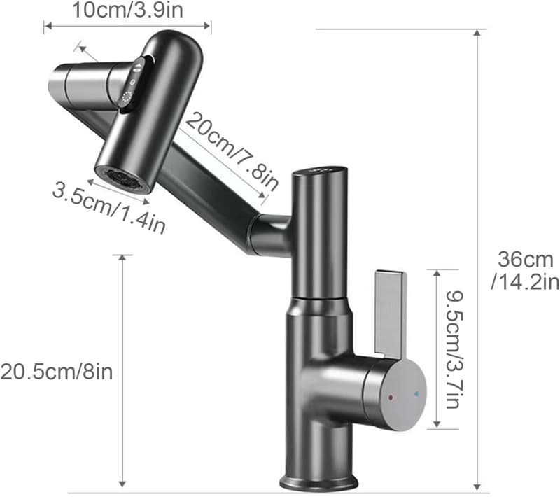 LED Wasserhahn mit Temperaturanzeige, 360° drehbar – Spültischarmatur für Bad und Küche