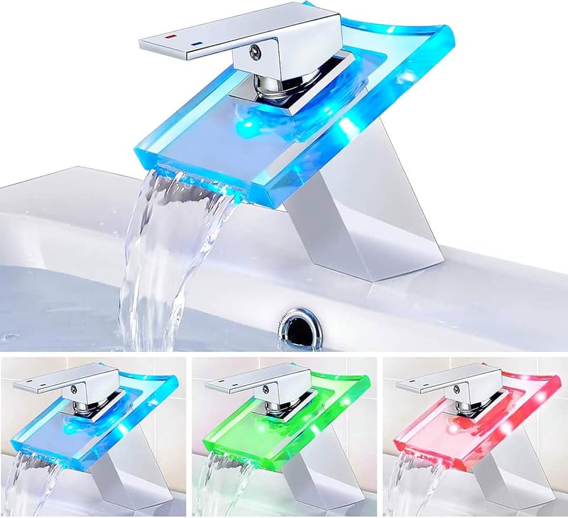 Itian LED Wasserfall-Hahn aus Vollkupfer für Glasbassin