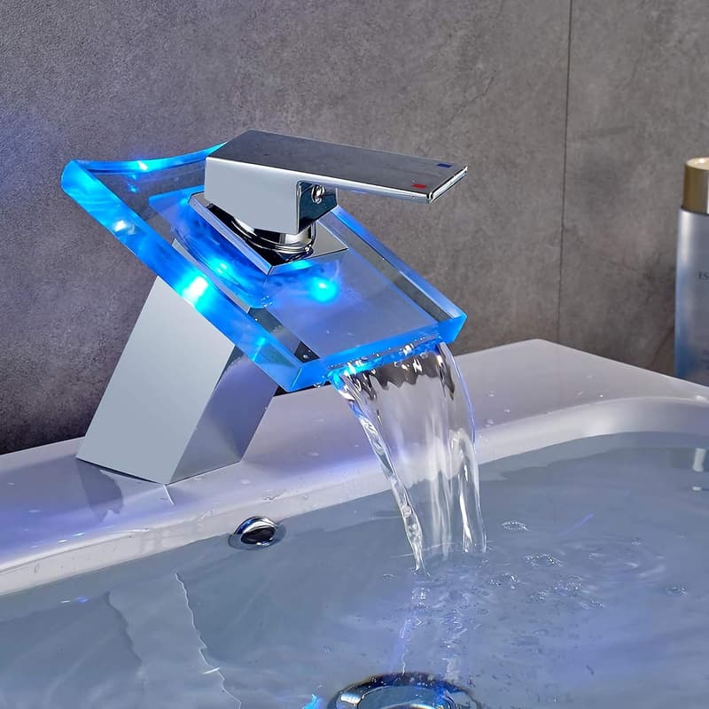 Itian LED Wasserfall-Hahn aus Vollkupfer für Glasbassin