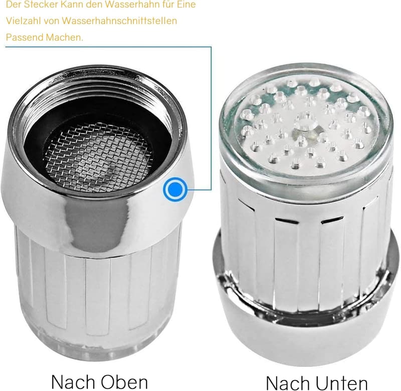 LED Wasserhahn Aufsatz 2 Stück mit 7 Farben für Küche und Bad