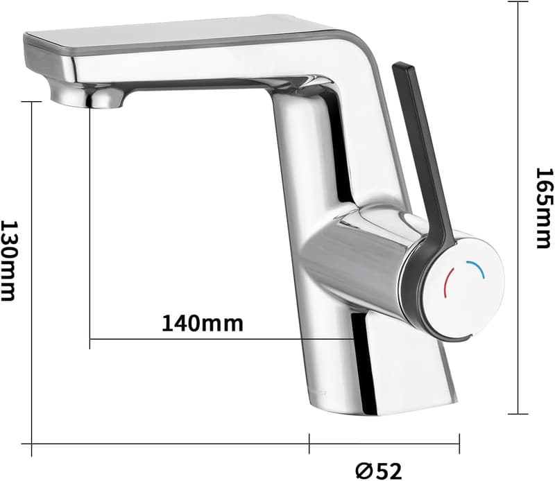 Badarmatur mit LED-Temperaturanzeige aus Messing, Einhebelmischer
