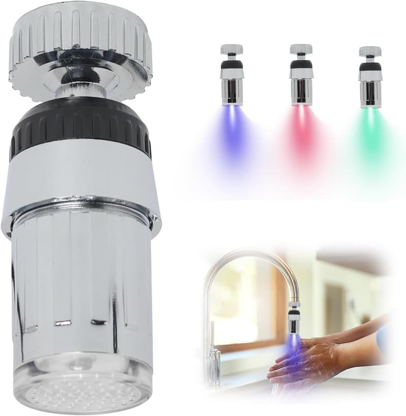 LED-Wasserhahn mit 360° Drehung und Temperaturwechsel-Sensor