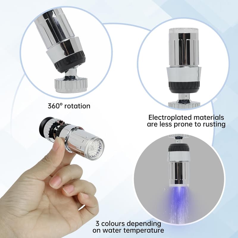 LED-Wasserhahn mit 360° Drehung und Temperaturwechsel-Sensor