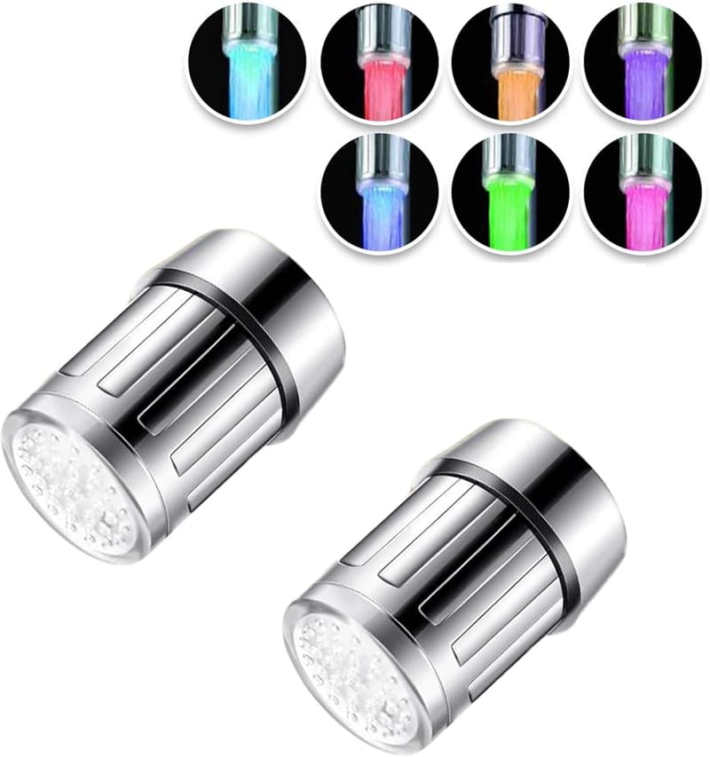 Bunte LED Wasserhahn Aufsatz für Kinder - 2er Set, Duschkopf für Badezimmer und Küche