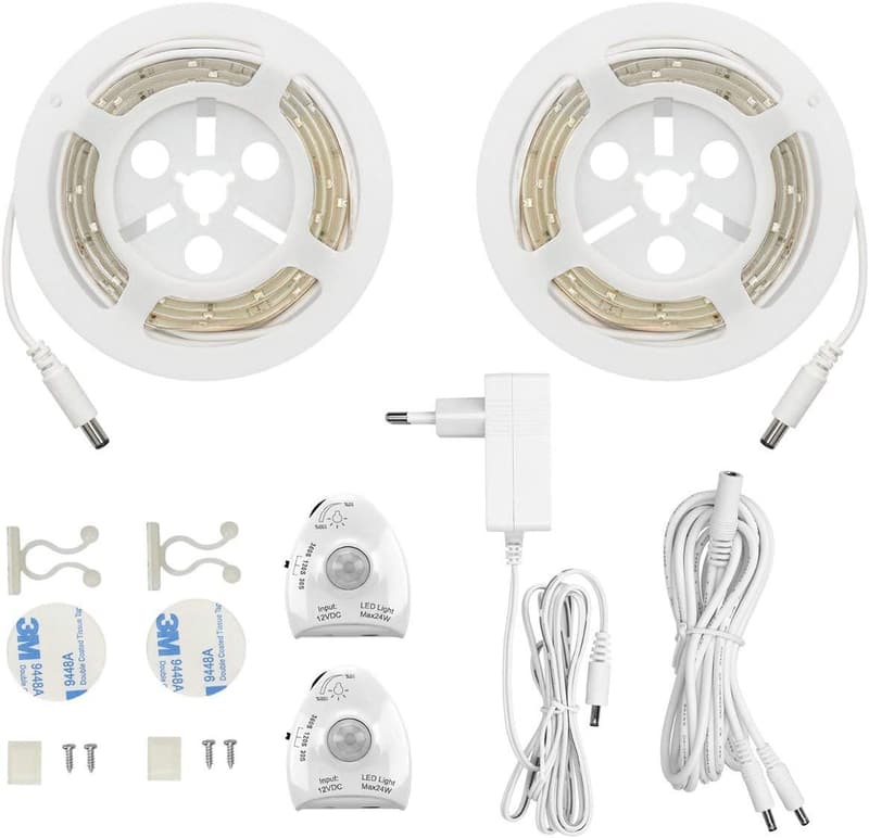 LED Bettlicht mit Bewegungssensor, dimmbar, 2er Set, Warmweiß
