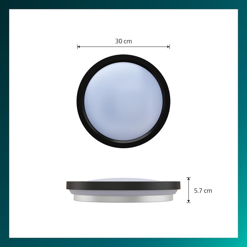 Philips Dimmbare LED-Deckenleuchte mit Fernbedienung, 30 cm, Schwarz